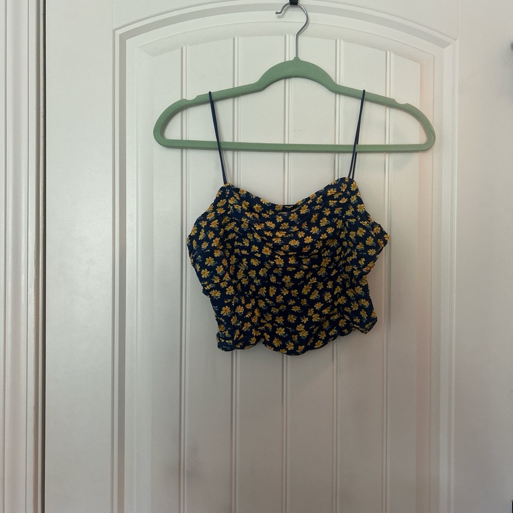 PacSun Black Ruched Crop Camisole